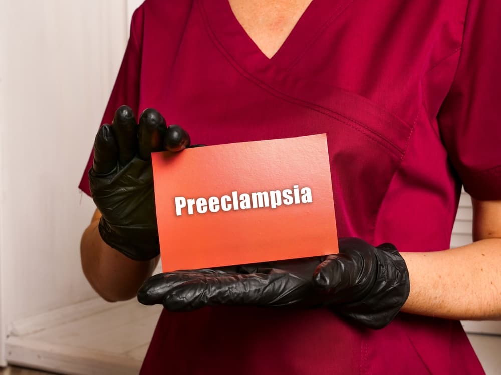 Healthcare concept about Preeclampsia with sign on the sheet.