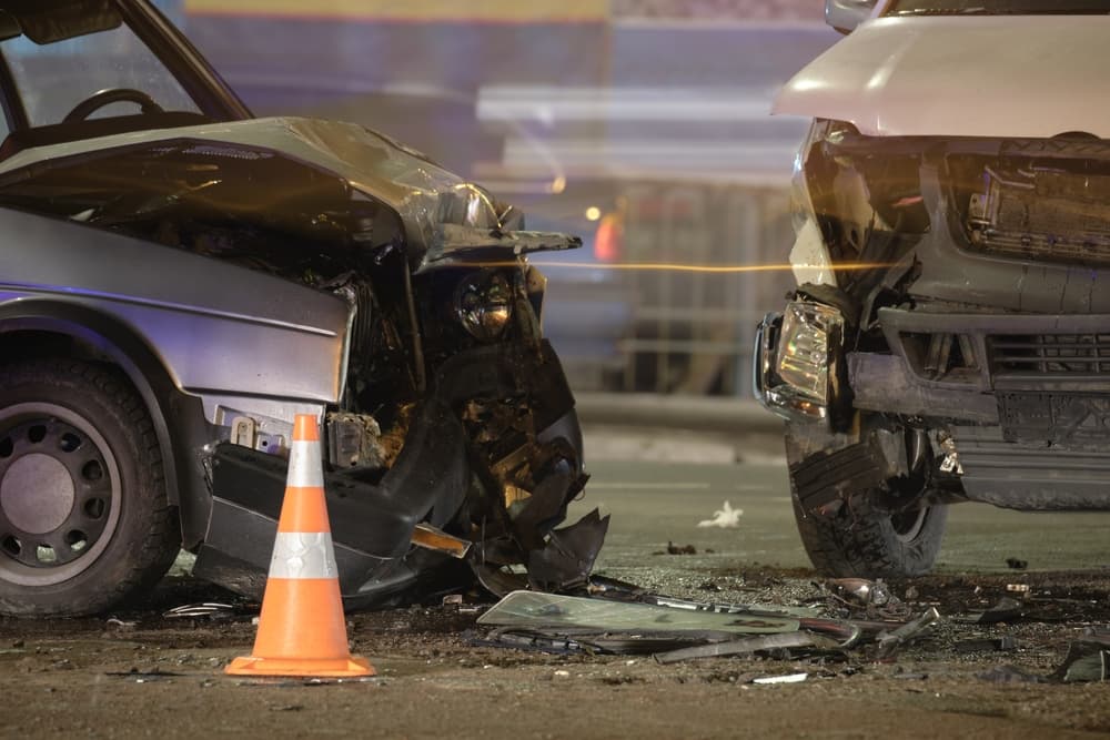 Collison between two vehicles in night