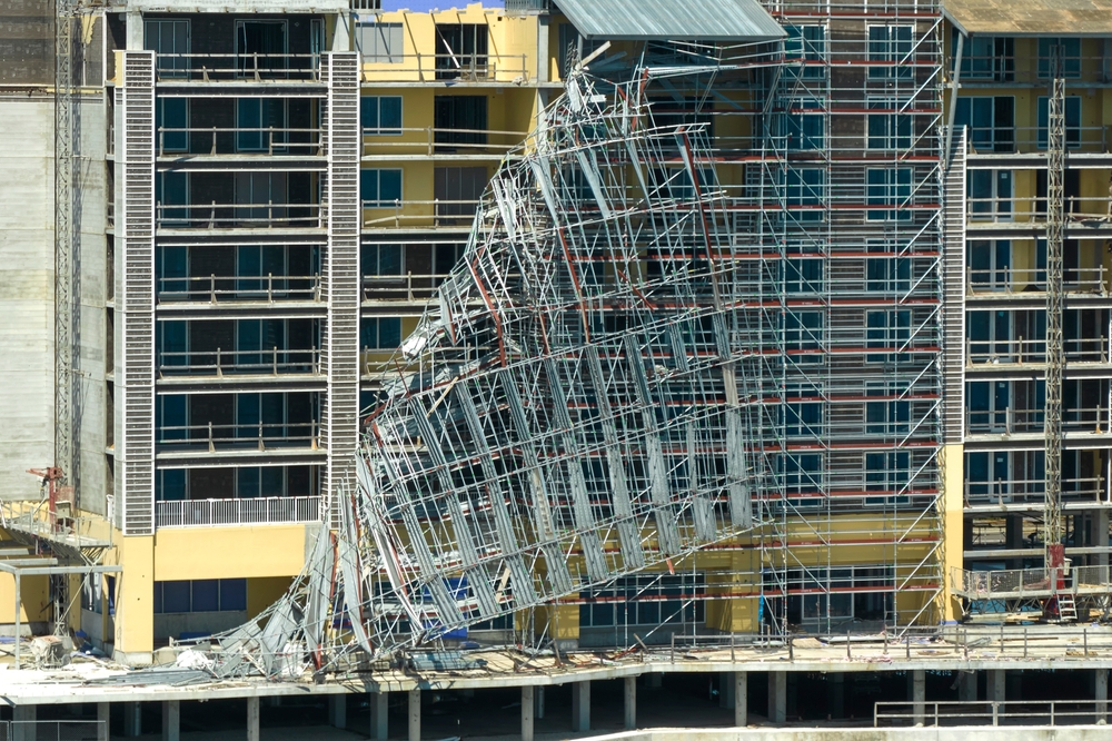 View of collapsed scaffold 