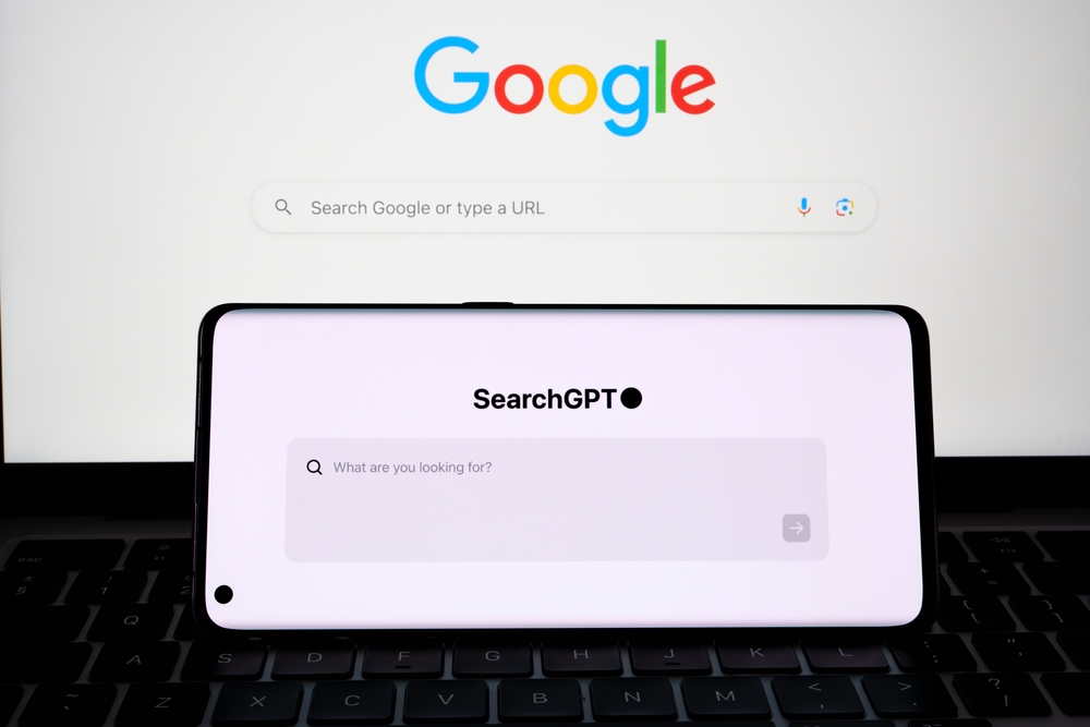 GPT and classic Google search screen compared as increase of AI and LLM use in legal settings