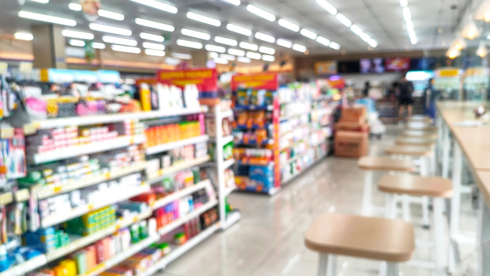 Empty grocery store aisle