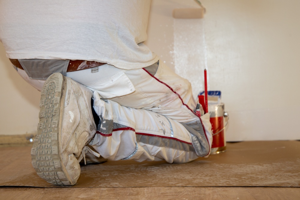 View from the floor of a painter encapsulating lead paint in an NYC apartment